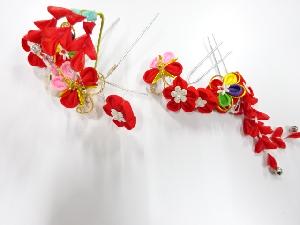 アンティーク　つまみ細工　びらびら髪飾りセット